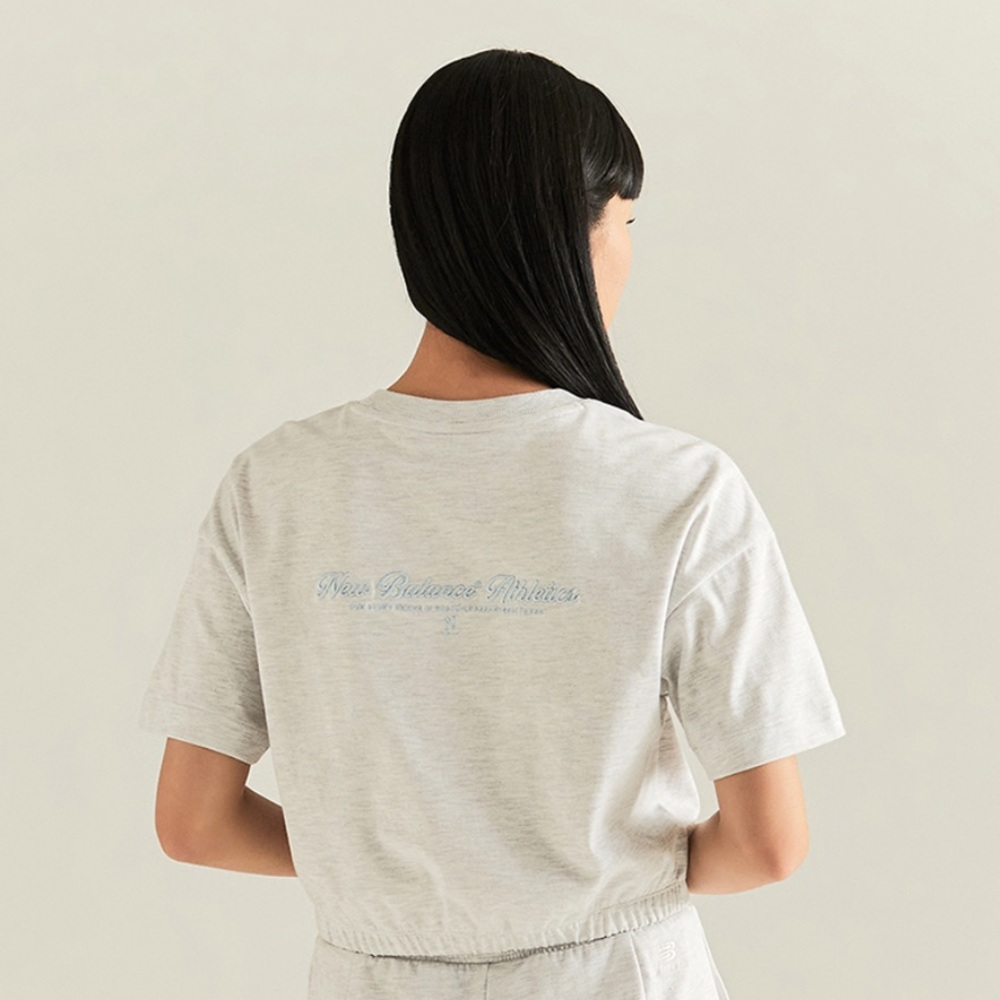 New Balance Korea Scrunch Bottom Crop Top Gray